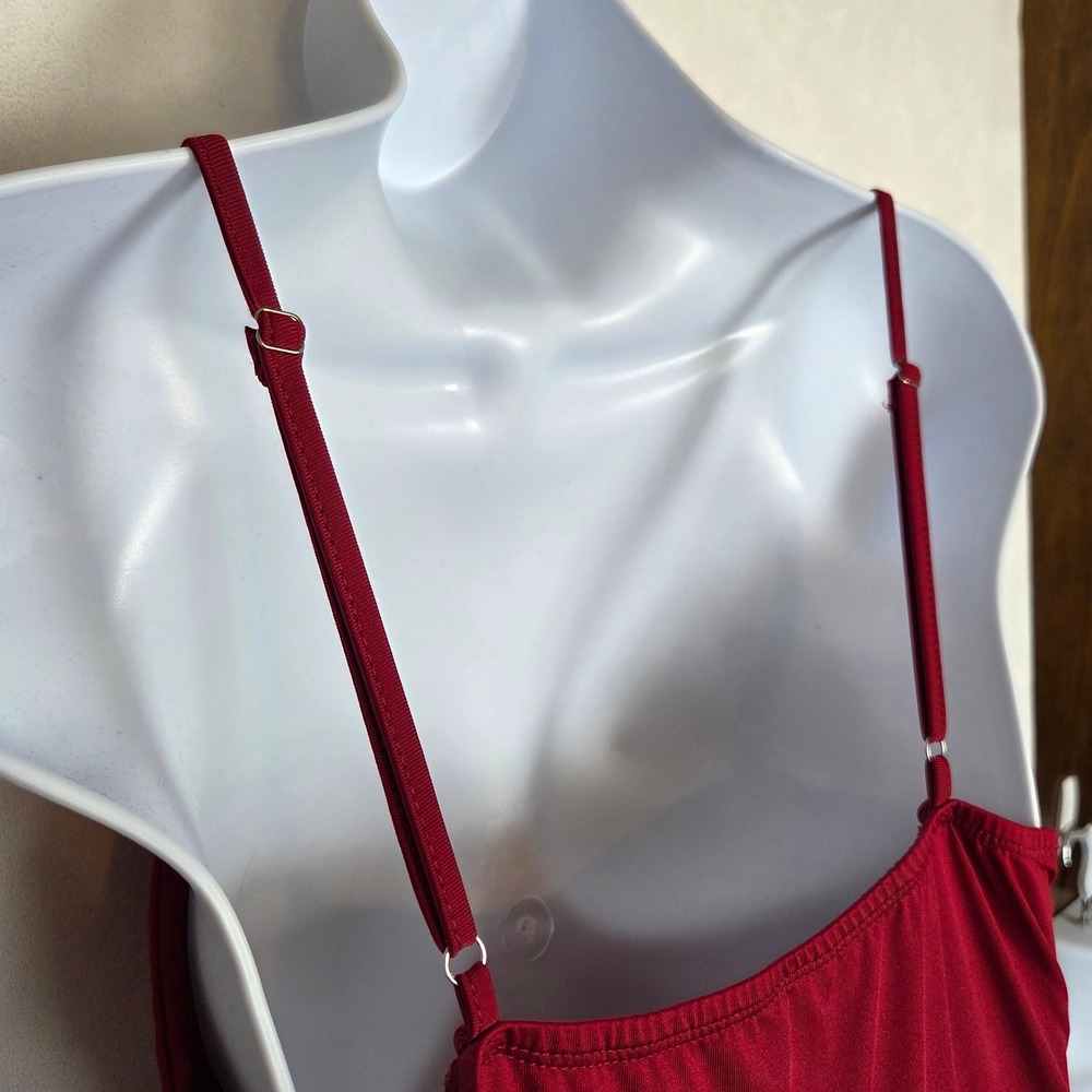 NWOT Cider Wine Red Lace Cut Out Maxi Slip Dress V-Neck Adjustable Straps - Picture 6 of 12